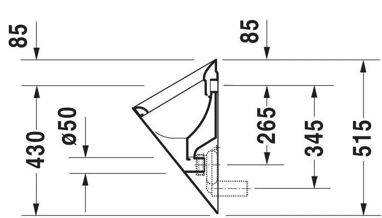 Urinal Starck 1, Zu- und Ablauf verdeckt absaugend, ohne Deckel, ohne Fliege, weiß