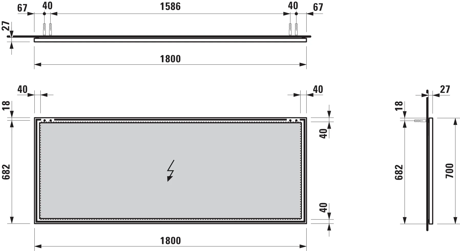 Laufen Spiegel „FRAME 25“ in Aluminium, schwarz matt