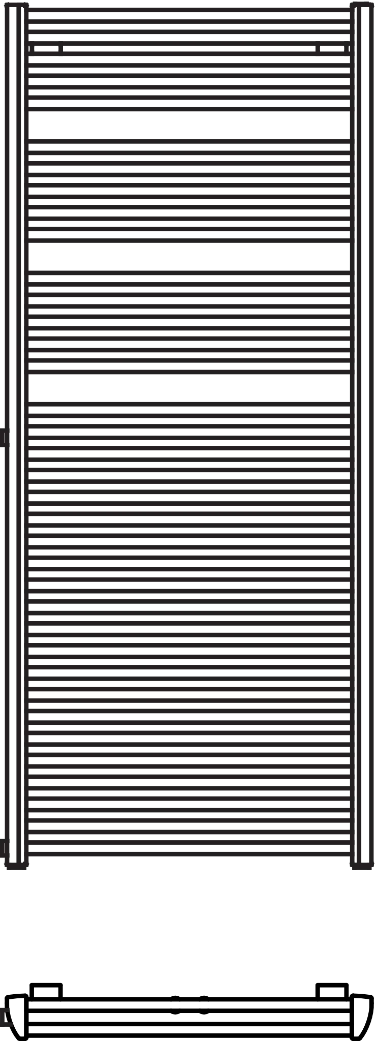 Arbonia Design-Heizkörper „Duolino® Flex“ 48,4 × 179,6 cm in Weiß (RAL 9016)