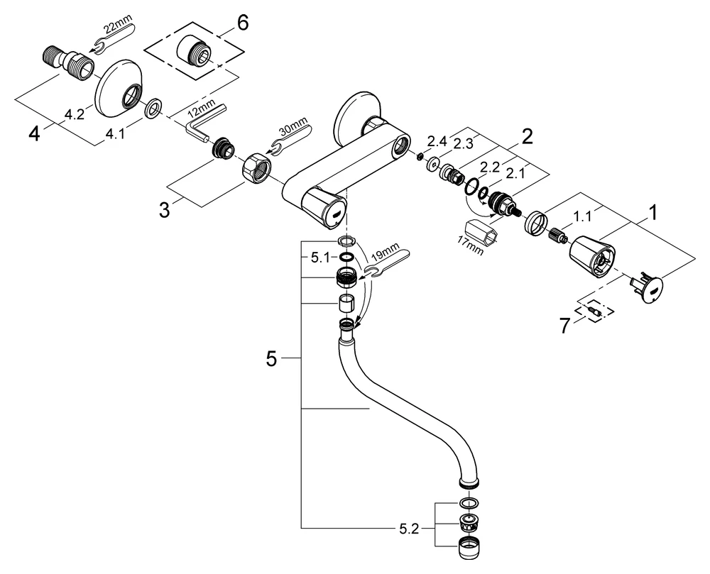 Grohe Costa Spültisch-Wandbatterie, ½, chrom Grohe Costa Spültisch-Wandbatterie, ½, chrom