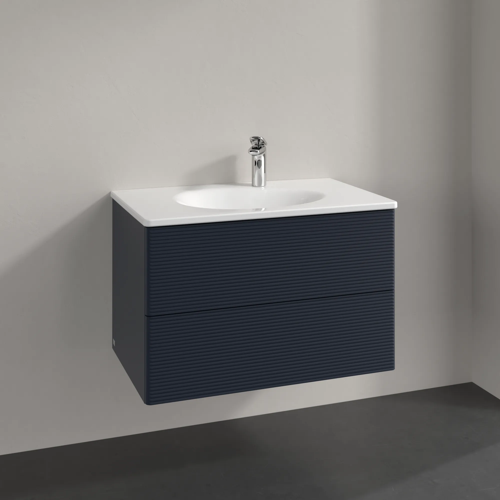 Villeroy & Boch Waschtischunterschrank für Schrankwaschtisch „Antao“ 788 × 504 × 496 mm Midnight Blue Matt Lacquer, für Becken mittig, mit Beleuchtung Villeroy & Boch Waschtischunterschrank für Schrankwaschtisch „Antao“ 788 × 504 × 496 mm Midnight Blue Matt Lacquer, für Becken mittig, mit Beleuchtung