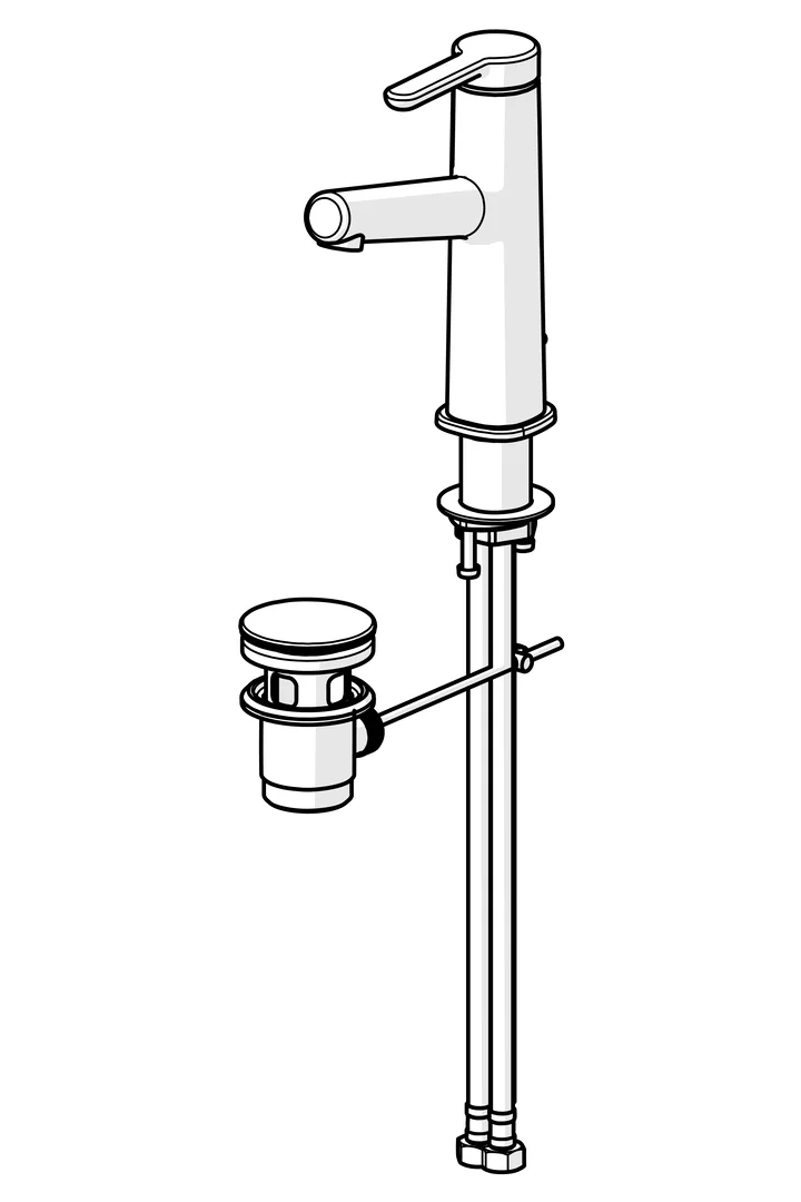 HansaDESIGNO Style Waschtischarmatur 5183 Zugstangenablaufgarnitur Ausladung 128 mm DN15 Chrom
