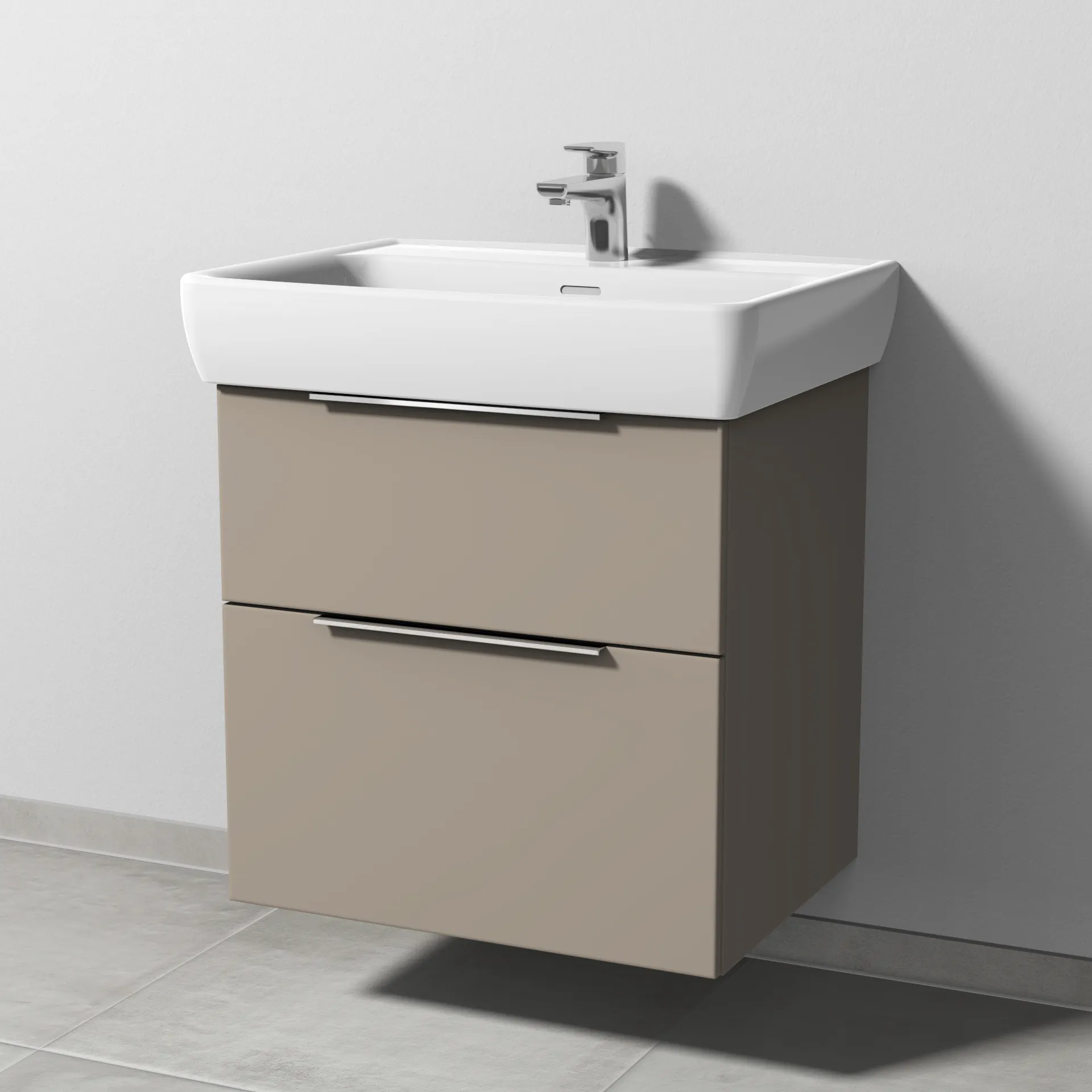 Sanipa Waschtischunterschrank „3way“ passend zu Keramik-Waschtische Pro A von Laufen 580 × 588 × 447 mm in Sandgrau (matt)