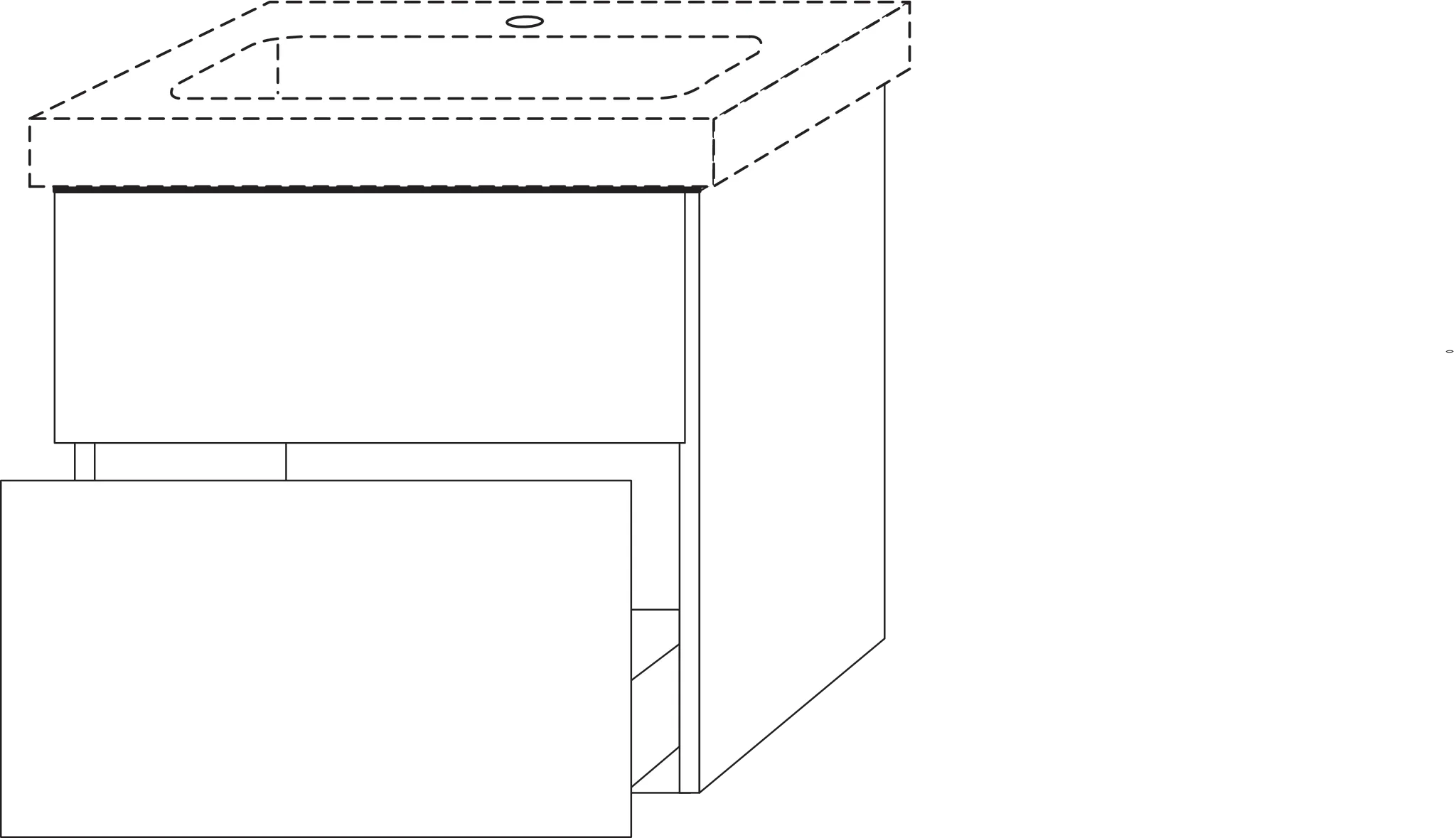 Waschtischunterbau mit Auszügen 3way (UF613) 593x600x447 Schwarz-Matt