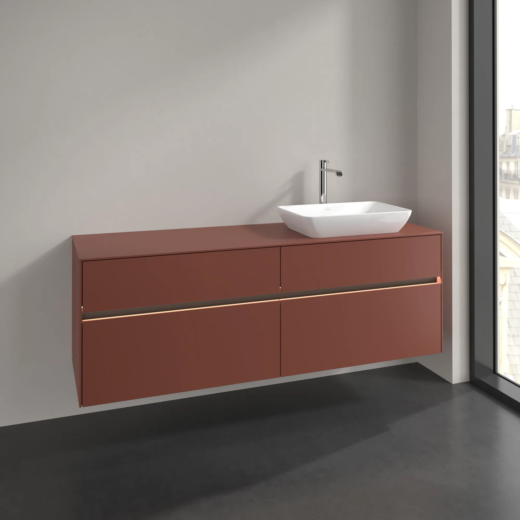 Villeroy & Boch Collaro Waschbeckenunterschrank C122B0, 1600x548x500mm, Wine Red