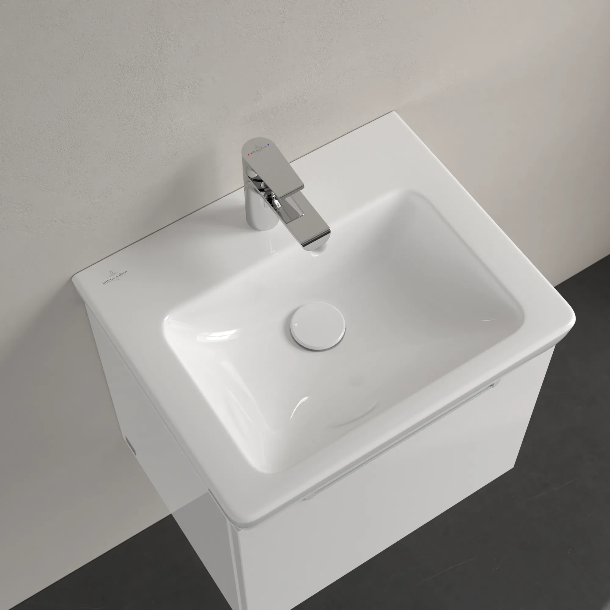 Villeroy & Boch Handwaschbecken für Montage mit Möbel „Subway 2.0“ 500 × 400 × 140 mm, mit Hahnlochbohrung, Hahnlochposition mittig, mit Hahnlochbank in Weiß Alpin