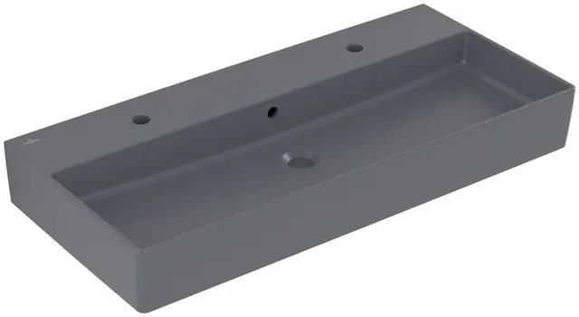 Villeroy & Boch Wandwaschtisch aus TitanCeram geschliffen „Memento 2.0“ 1000 × 470 × 135 mm, Hahnlochposition links und rechts, mit Hahnlochbohrung in Graphite