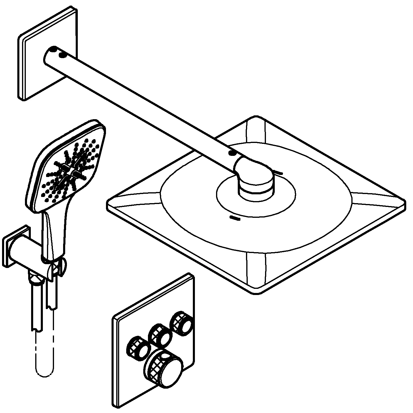 Grohe Unterputz-Armatur eckige Form „Grohtherm“ SmartControl Ausladung 400 mm in chrom