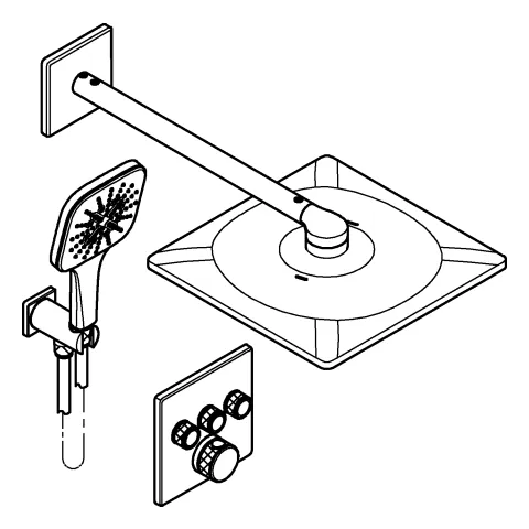 Grohe Unterputz-Armatur eckige Form „Grohtherm“ SmartControl Ausladung 400 mm in chrom Grohe Unterputz-Armatur eckige Form „Grohtherm“ SmartControl Ausladung 400 mm in chrom