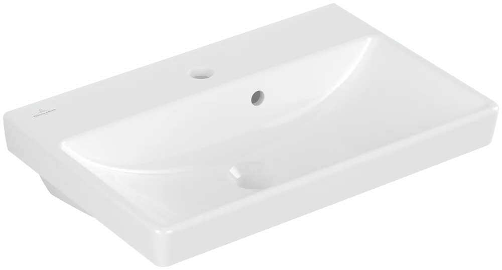 Villeroy & Boch Waschbecken Avento Compact, 550x370x180 mm, weiß Alpin, mit Überlauf, 1-Loch-Armatur