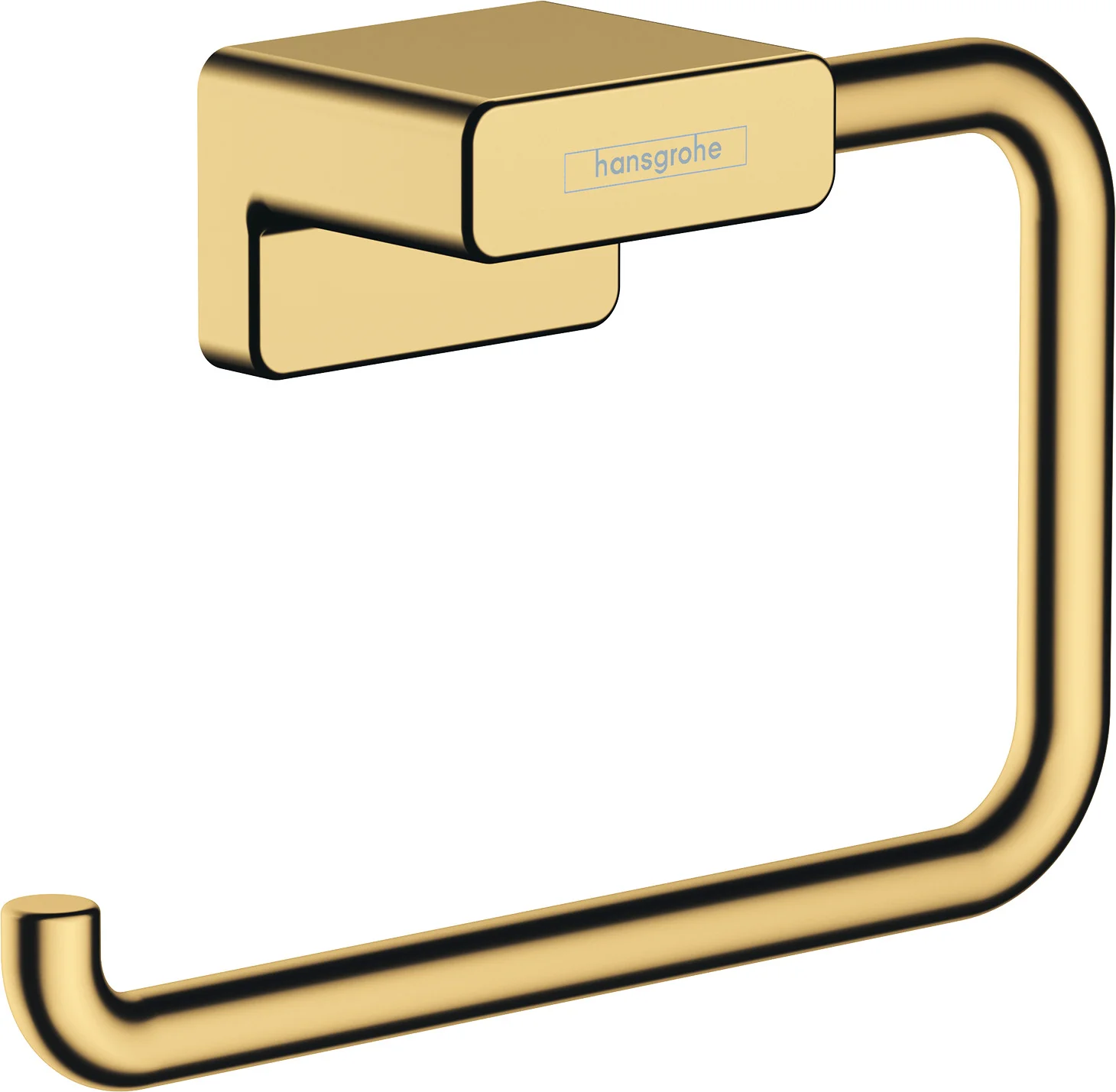 Hansgrohe AddStoris Q Papierrollenhalter ohne Deckel, Polished Gold Optic, Wandmontage, Metall, verdeckte Befestigung Hansgrohe AddStoris Q Papierrollenhalter ohne Deckel, Polished Gold Optic, Wandmontage, Metall, verdeckte Befestigung