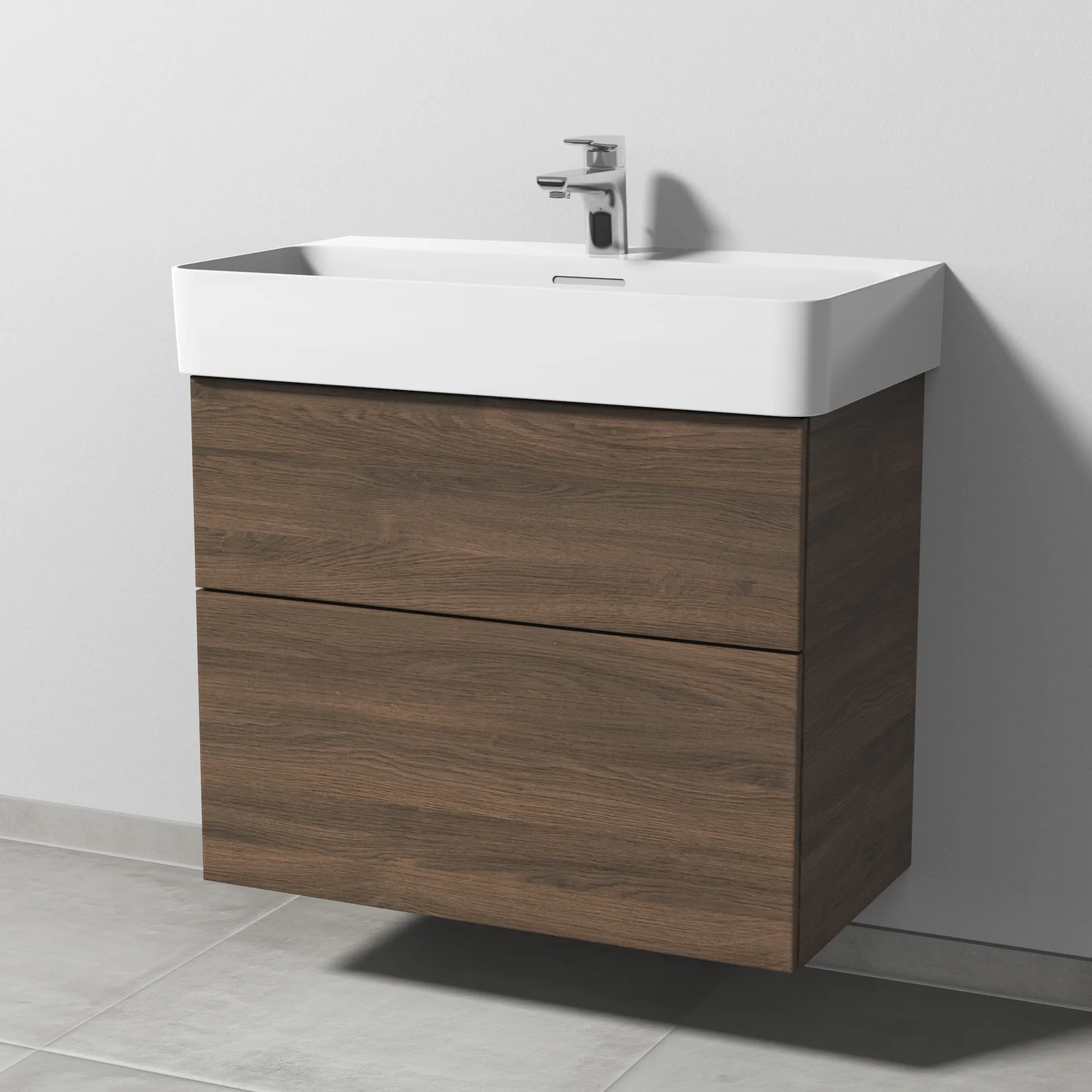 Sanipa Waschtischunterschrank „3way“ passend zu Keramik-Waschtische VAL von Laufen 710 × 588 × 397 mm in Eiche Arizona