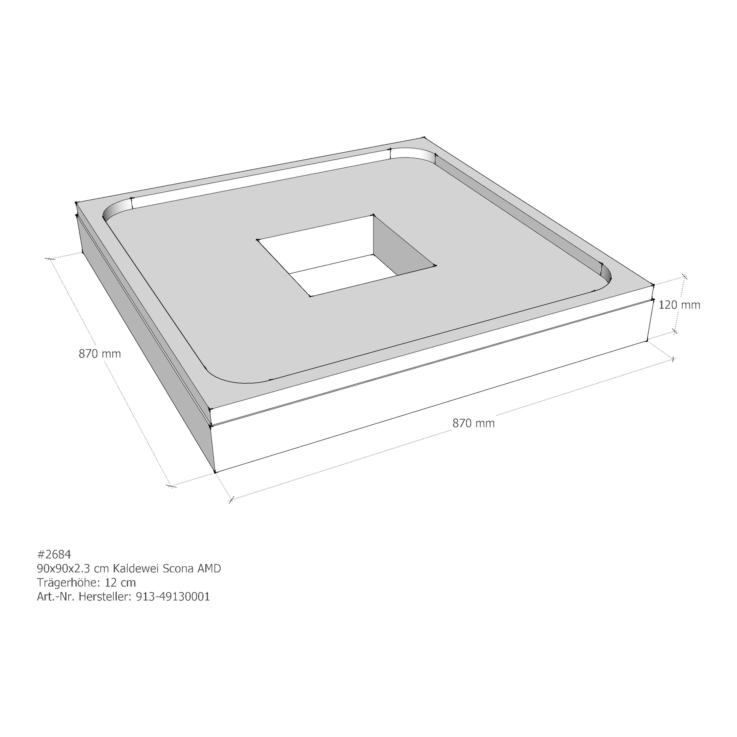 Duschwannenträger für Kaldewei Scona 90 × 90 × 2,3 cm Breite: 90 cm / Länge: 90 cm Duschwannenträger für Kaldewei Scona 90 × 90 × 2,3 cm Breite: 90 cm / Länge: 90 cm