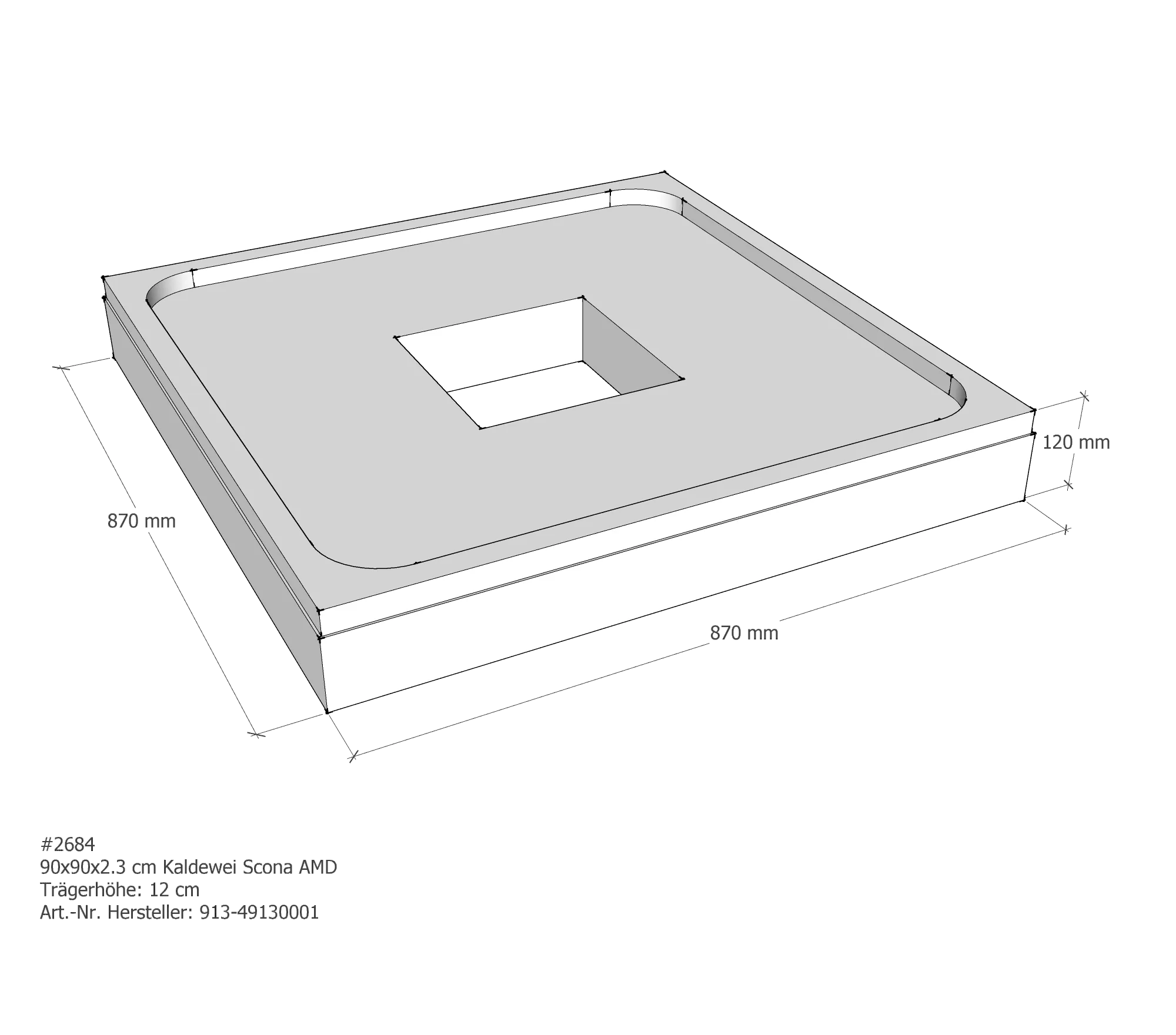 Duschwannenträger für Kaldewei Scona 90 × 90 × 2,3 cm Duschwannenträger für Kaldewei Scona 90 × 90 × 2,3 cm