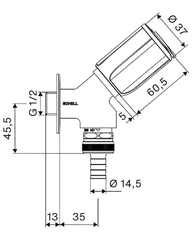 Geräteschrägsitzventil SECUR, RFV, RB, abschließbar, DN 15 G 1/2 AG, Schlauchverschraubung Ø 14,5 mm (DN 20 G 3/4 AG), chrom Geräteschrägsitzventil SECUR, RFV, RB, abschließbar, DN 15 G 1/2 AG, Schlauchverschraubung Ø 14,5 mm (DN 20 G 3/4 AG), chrom