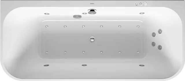Duravit Whirlwanne „Happy D.2“ vorwand rechteck 1800 × 800 mm, mittig mit Combi-System P, in Weiß Duravit Whirlwanne „Happy D.2“ vorwand rechteck 1800 × 800 mm, mittig mit Combi-System P, in Weiß
