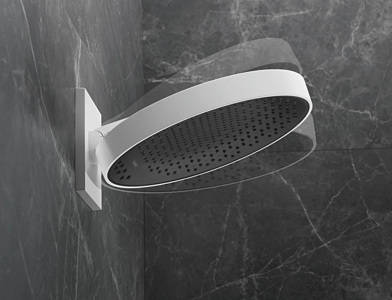 Hansgrohe Rainfinity Kopfbrause 360° 3jet, Wandmontage mattweiß, 360 mm Brausekopfgröße, DN15 Anschluss