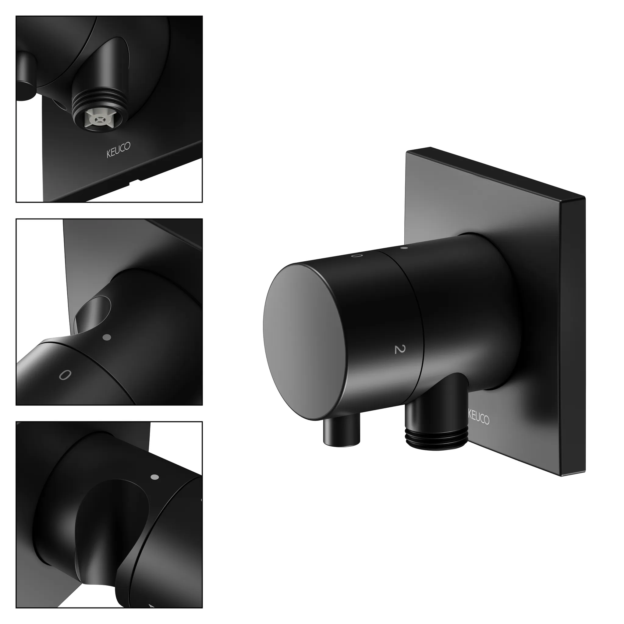 KEUCO IXMO Ab- und Umstellventil Unterputz für 2 Verbraucher mit Schlauchanschluss und Brausehalter schwarz matt KEUCO IXMO Ab- und Umstellventil Unterputz für 2 Verbraucher mit Schlauchanschluss und Brausehalter schwarz matt