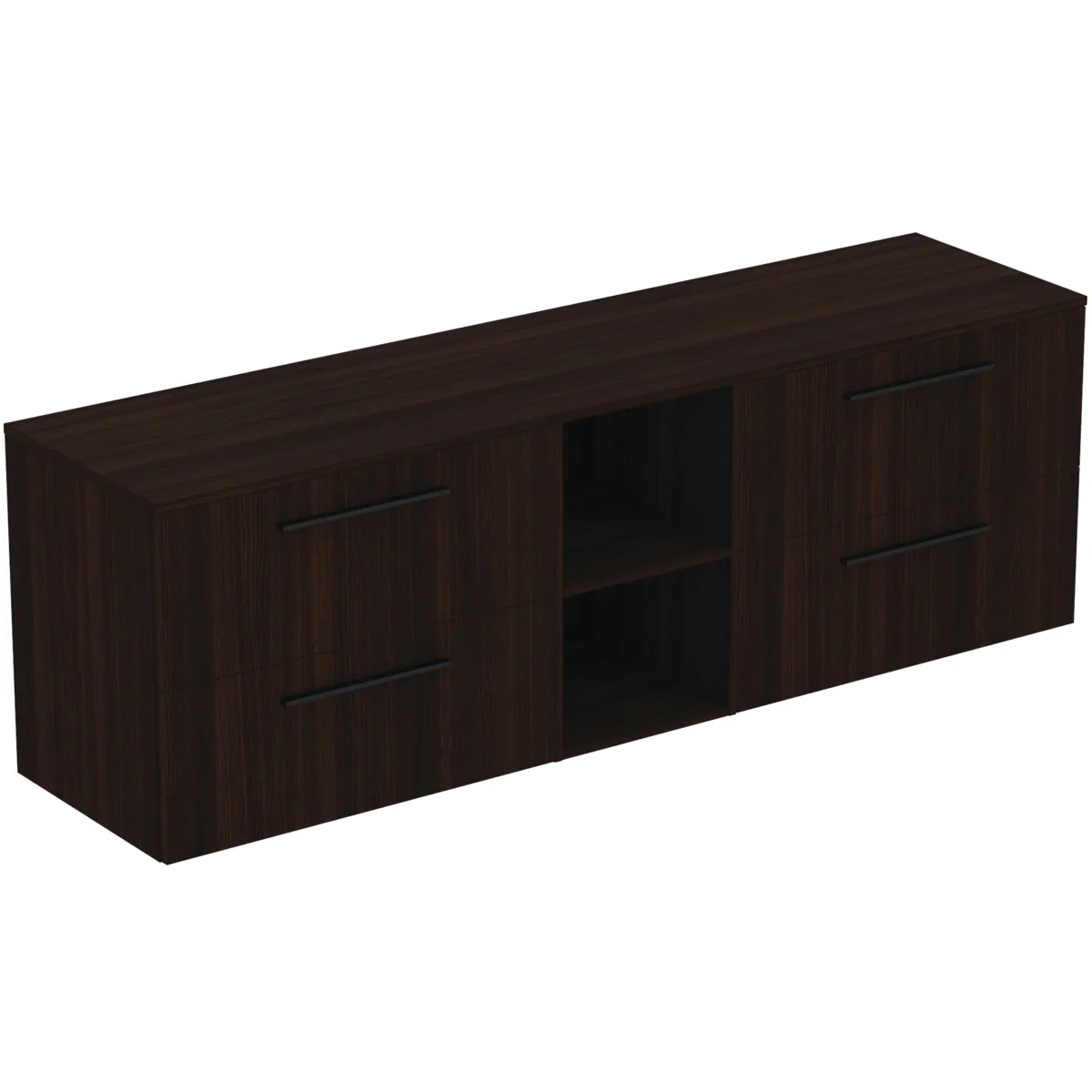 Ideal Standard i.life B 200cm Möbel-Set 4 Auszüge 2 offene Fächer Griff Schwarz Eiche Natur