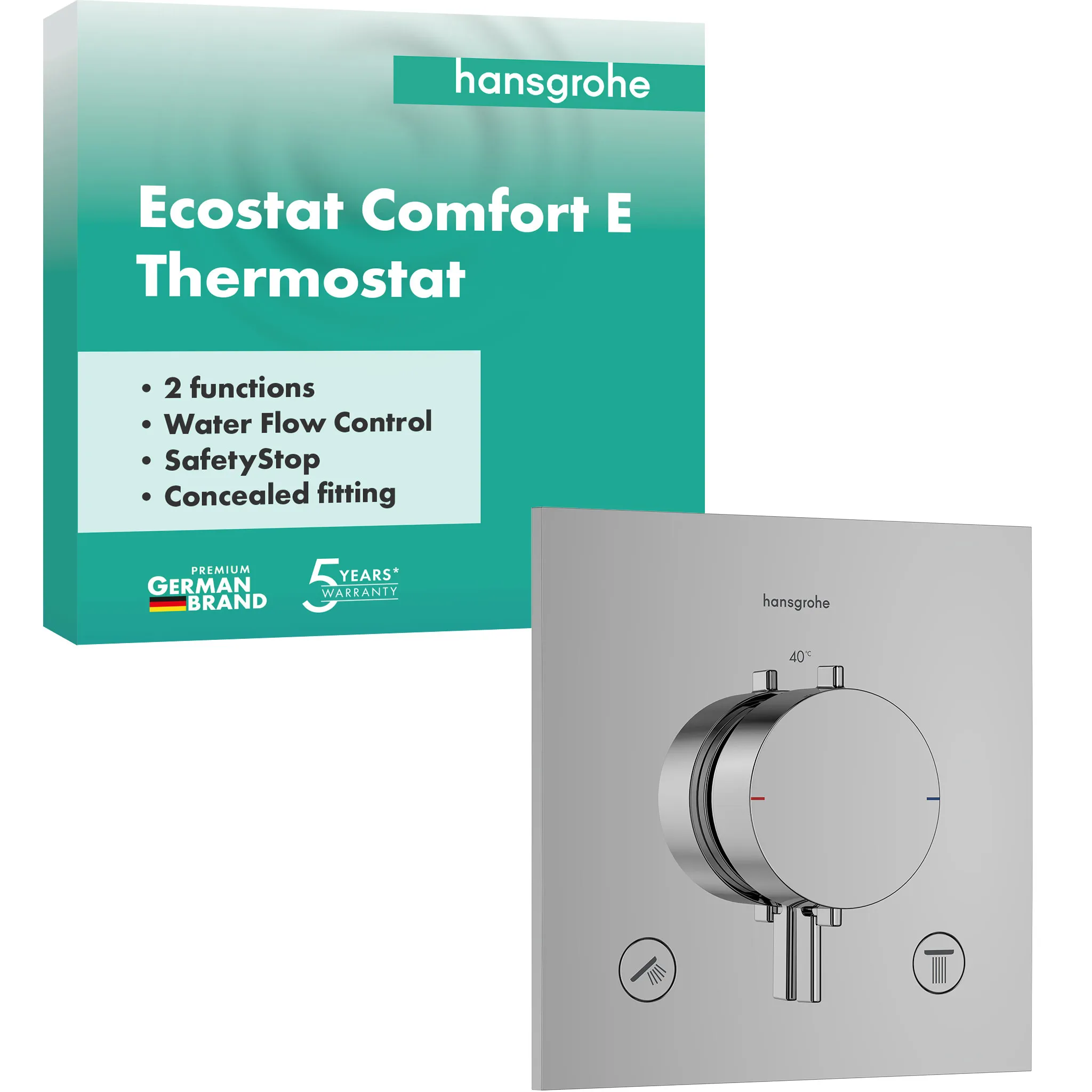 Hansgrohe Unterputz-Armatur „Ecostat Comfort E“ Ausladung 0 mm in Chrom