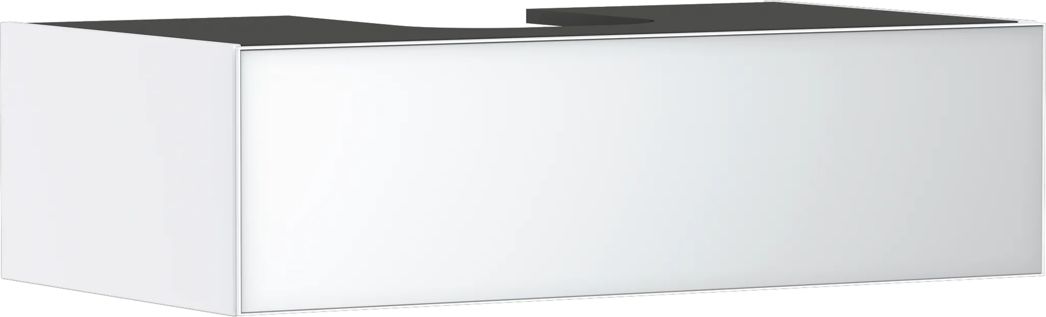 Xevolos E Waschtischunterschrank Mattweiß 980/550 mit 1 Schubkasten für Konsole mit Ausschnitt mittig, Oberfläche Front: Weiß Metallic