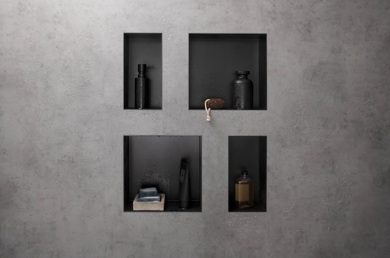 Hansgrohe XtraStoris Original Wandnische mit Rahmen 300x150x100 mm, mattschwarz, Edelstahl V2A, pulverbeschichtet
