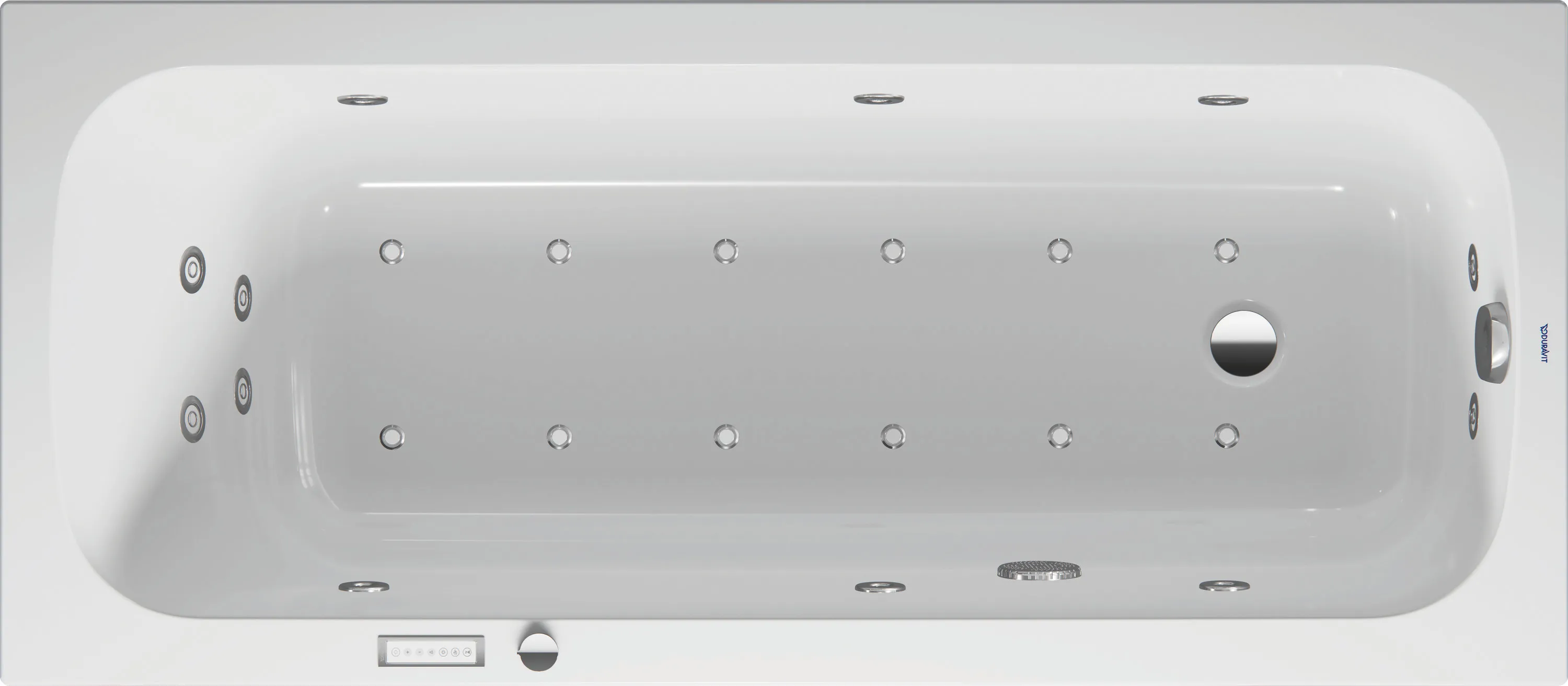 Duravit Whirlwanne „Qatego“ rechteck 1600 × 700 mm, Fußablauf mit Combi-System E, in Weiß Duravit Whirlwanne „Qatego“ rechteck 1600 × 700 mm, Fußablauf mit Combi-System E, in Weiß