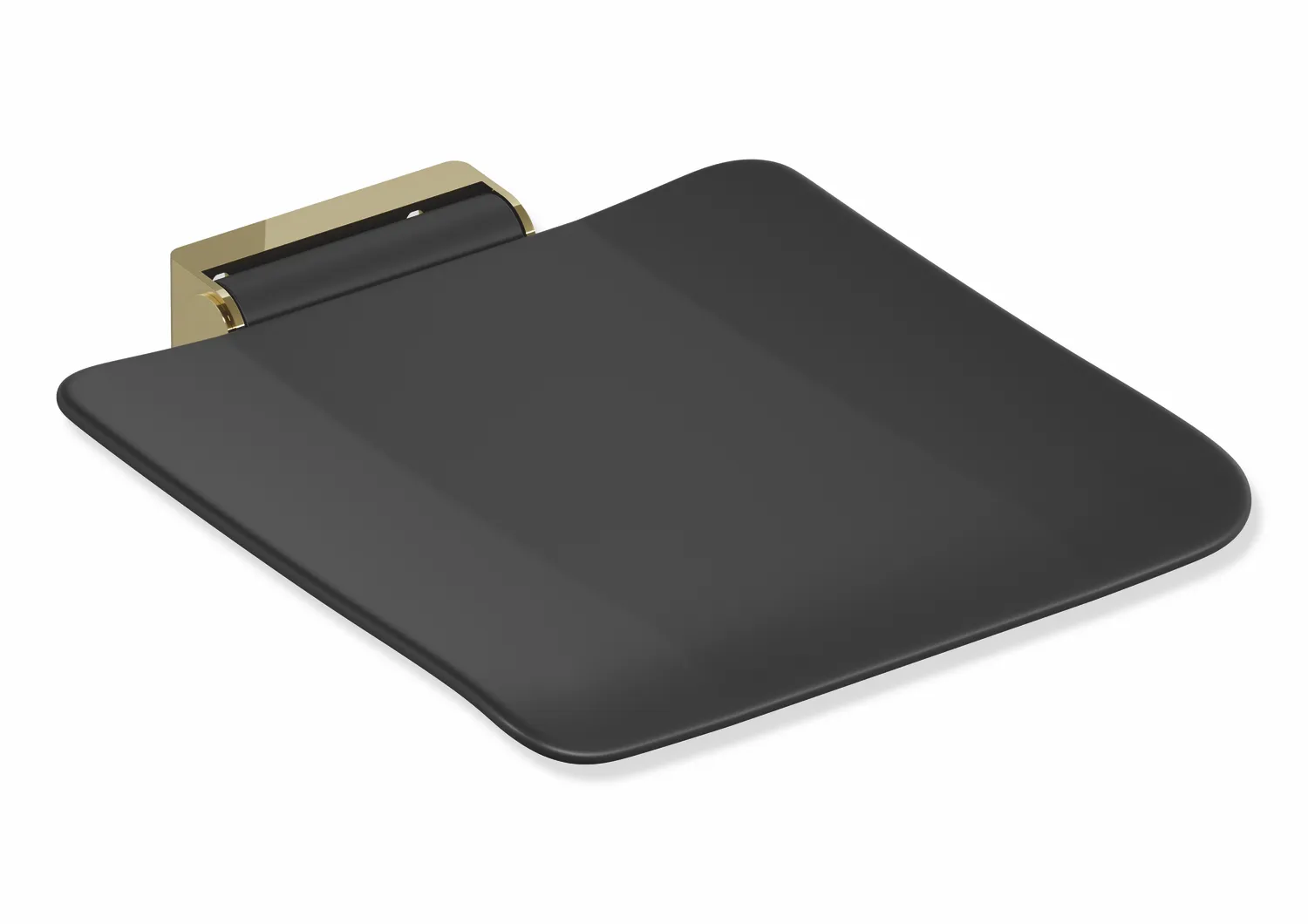 Klappsitz des Systems 900, Wandkonsole aus Edelstahl, PVD, Sitzfläche aus strukturiertem Kunststoff, schwarz, Sitzfläche 450 mm breit, 450 mm tief, in Farbe CK (Messing glänzend) Klappsitz des Systems 900, Wandkonsole aus Edelstahl, PVD, Sitzfläche aus strukturiertem Kunststoff, schwarz, Sitzfläche 450 mm breit, 450 mm tief, in Farbe CK (Messing glänzend)
