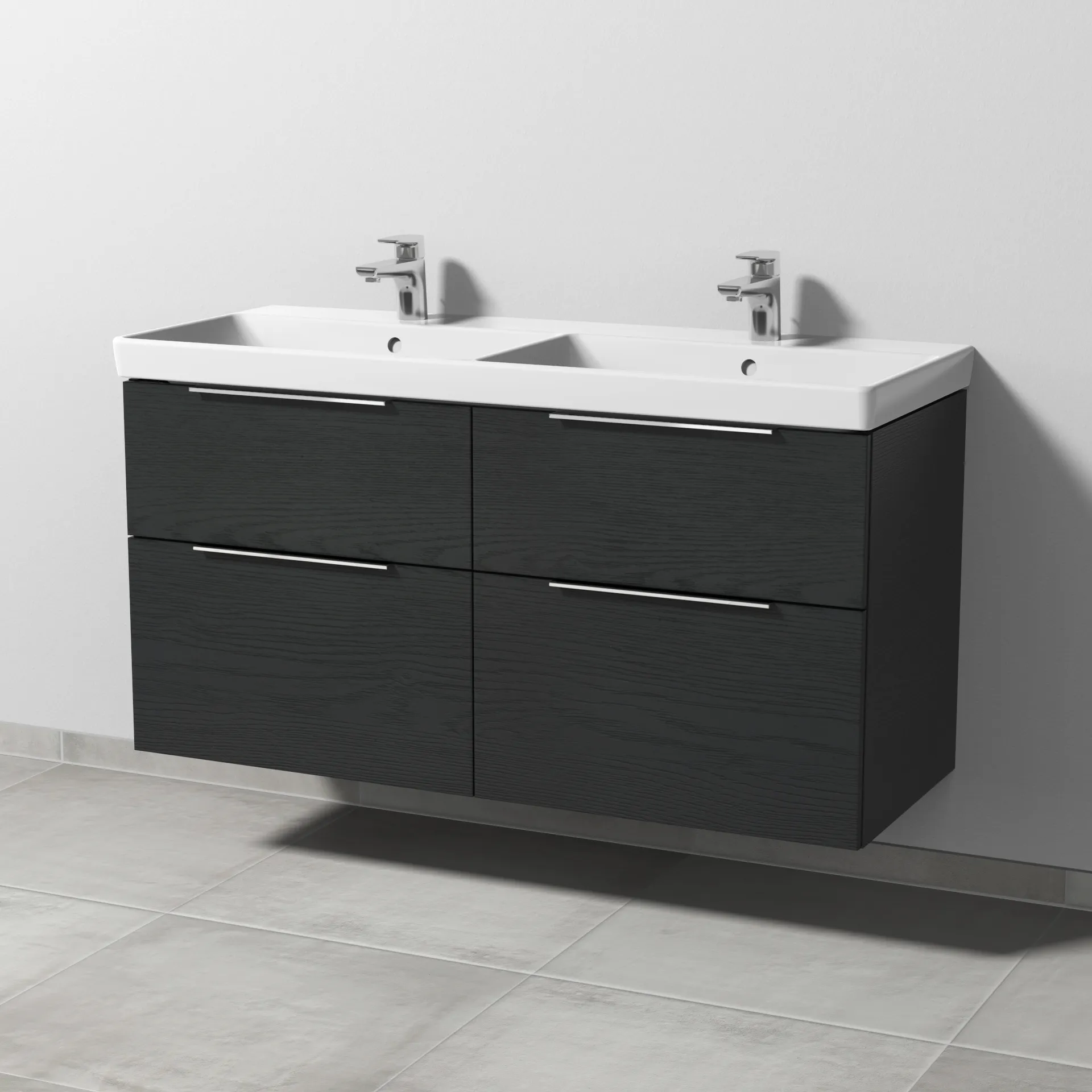 Sanipa Waschtischunterschrank „3way“ passend zu Keramik-Waschtische Avento von Villeroy & Boch 1180 × 580 × 452 mm in Black Oak