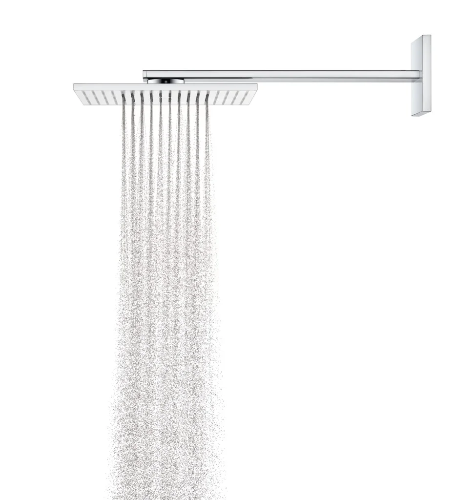Hansgrohe AXOR ShowerSolutions Kopfbrause 300/300 2jet mit Brausearm, Chrom, 450 mm Arm, PowderRain & Intense Strahlart