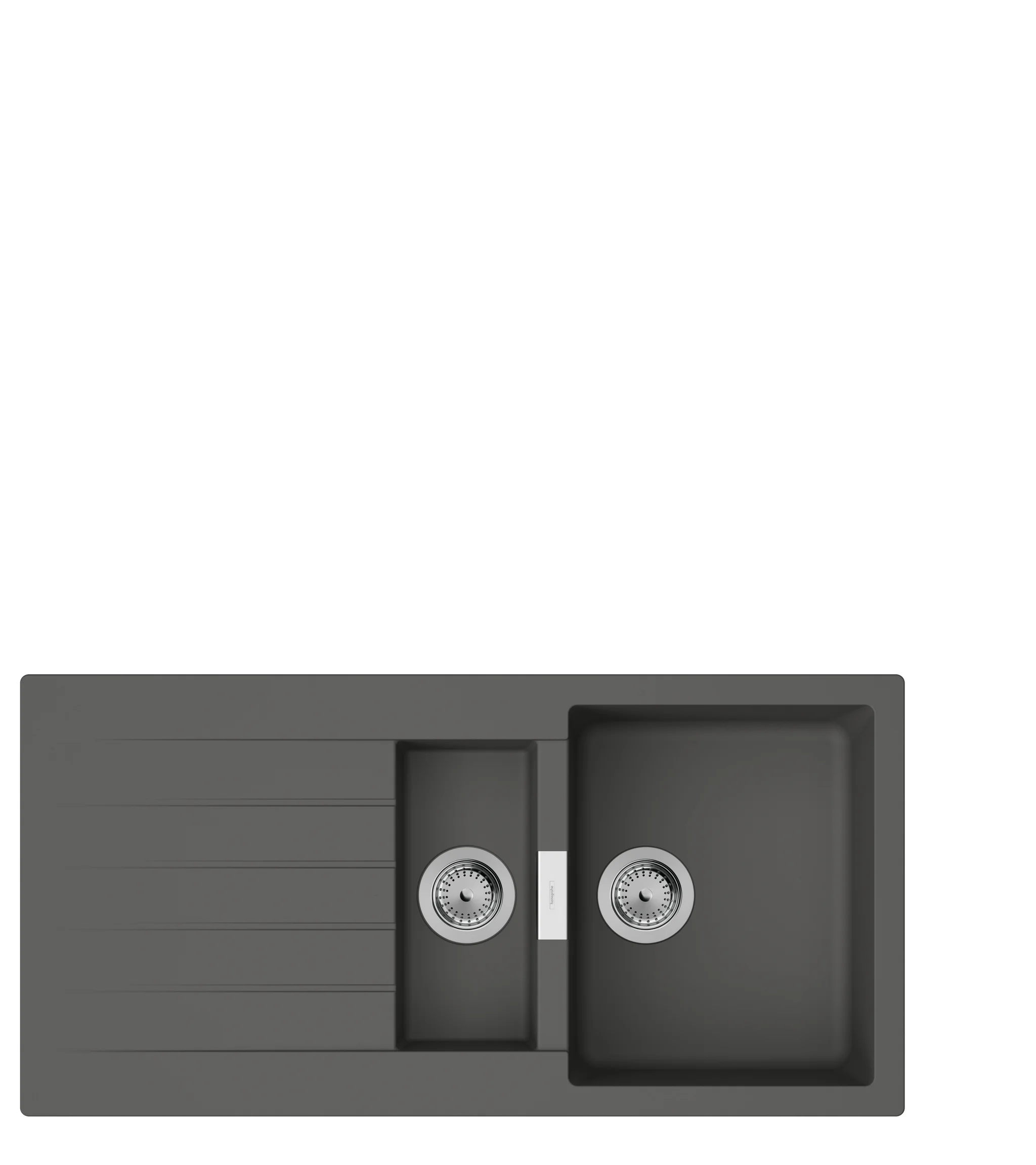 Hansgrohe Einbauspüle S520-F530 Steingrau, 980 x 480 mm, reversibel mit Abtropffläche und automatischer Ablaufgarnitur