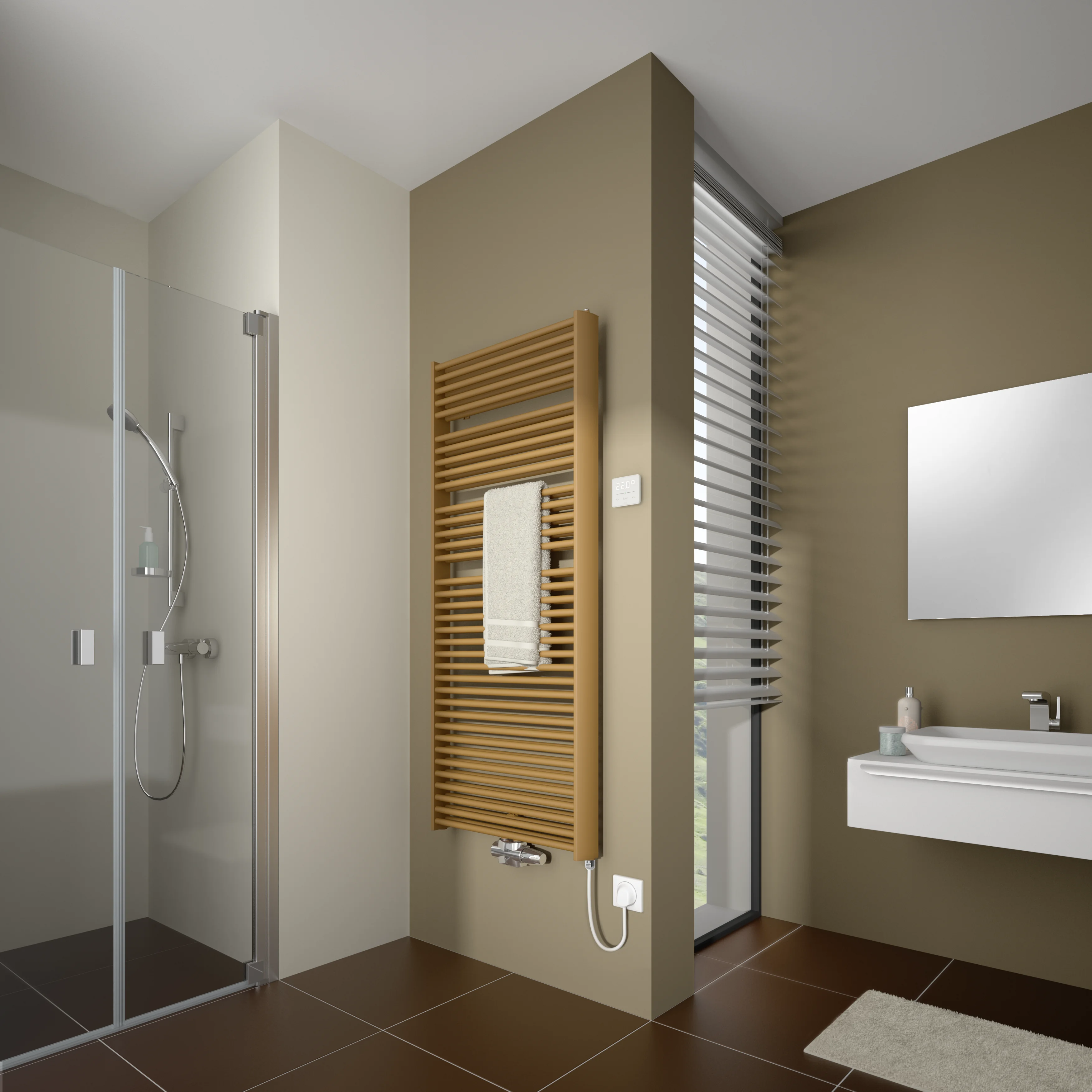 Arbonia Design-Elektroheizkörper „Duolino® Watt“ 93,4 × 149,2 cm in glanzsilber Metallic