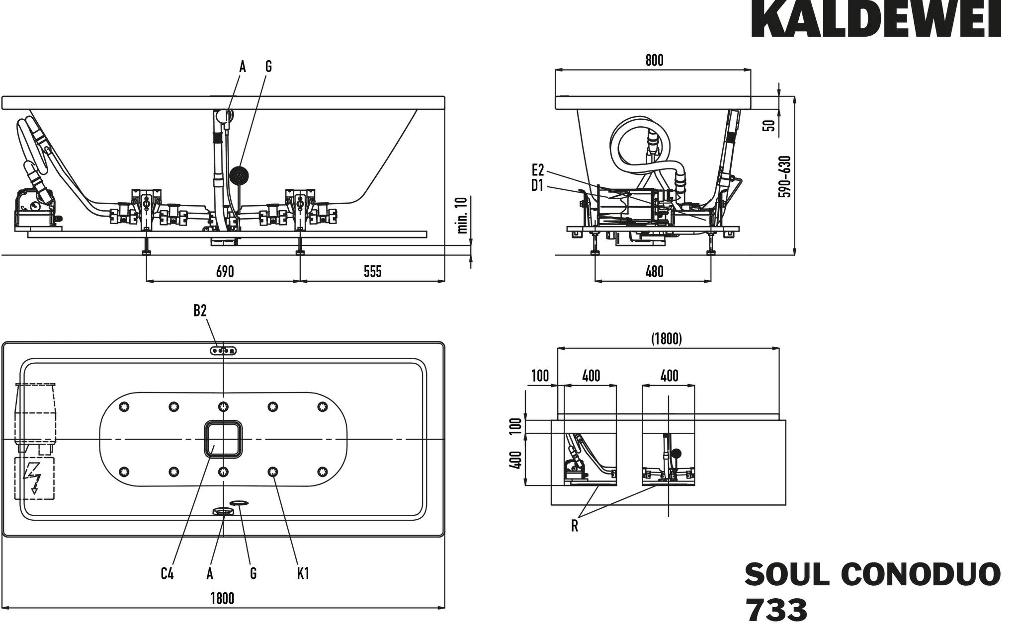Kaldewei Whirlwanne „Conoduo“ 180 × 80 cm, links mit Airmassage Soul, in alpinweiß matt Kaldewei Whirlwanne „Conoduo“ 180 × 80 cm, links mit Airmassage Soul, in alpinweiß matt