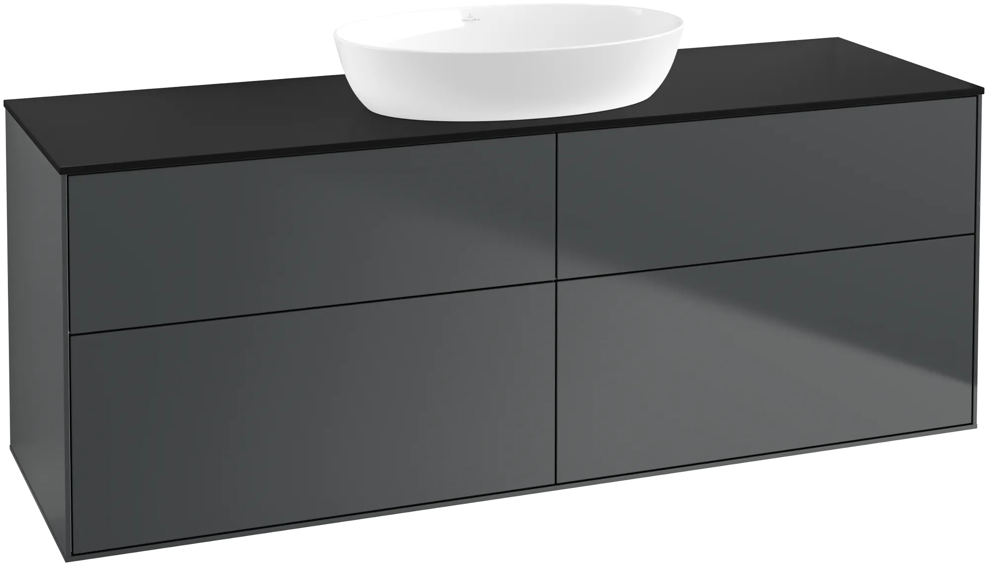 Villeroy & Boch Finion Waschbeckenunterschrank GA9, 1600x603x501mm, Midnight Blue Matt Lacquer / Glass Black Matt