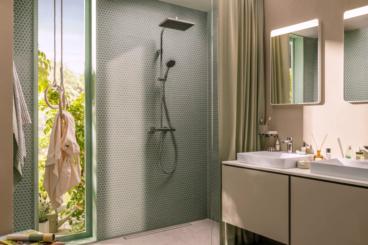 Activera Q Showerpipe 290/180 1jet EcoSmart mit Ecostat Fine, Oberfläche: Chrom