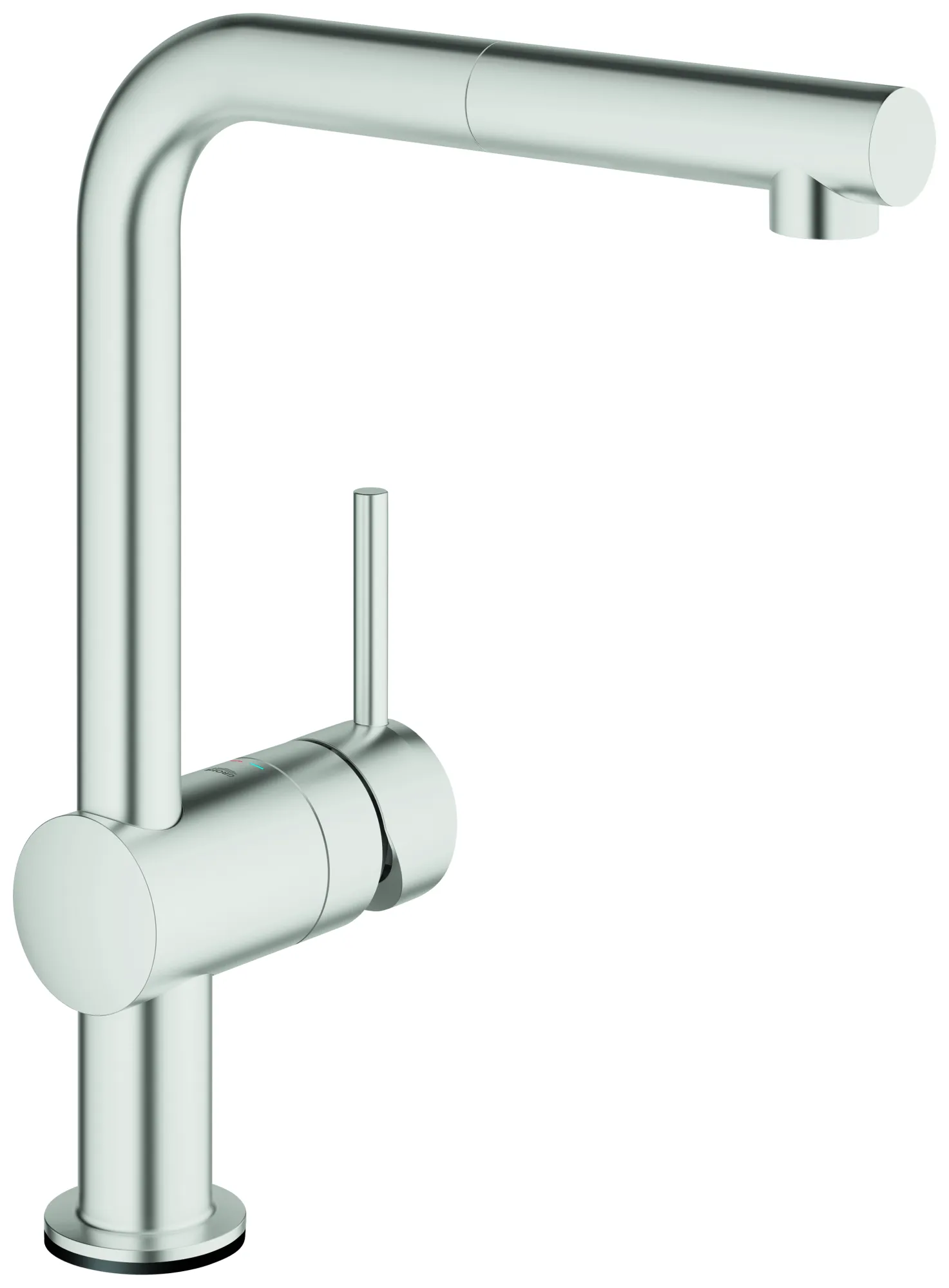 Grohe Minta Touch Einhand-Spültischbatterie, L-Auslauf, Einlochmontage, herausziehbarer Auslauf, in supersteel