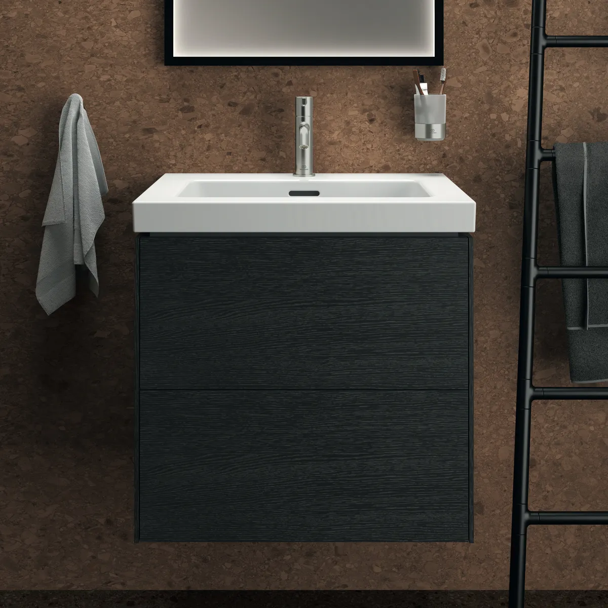 Ideal Standard Möbelwaschtischunterschrank Conca 2 Auszüge 600x505x550mm Eiche geflammt