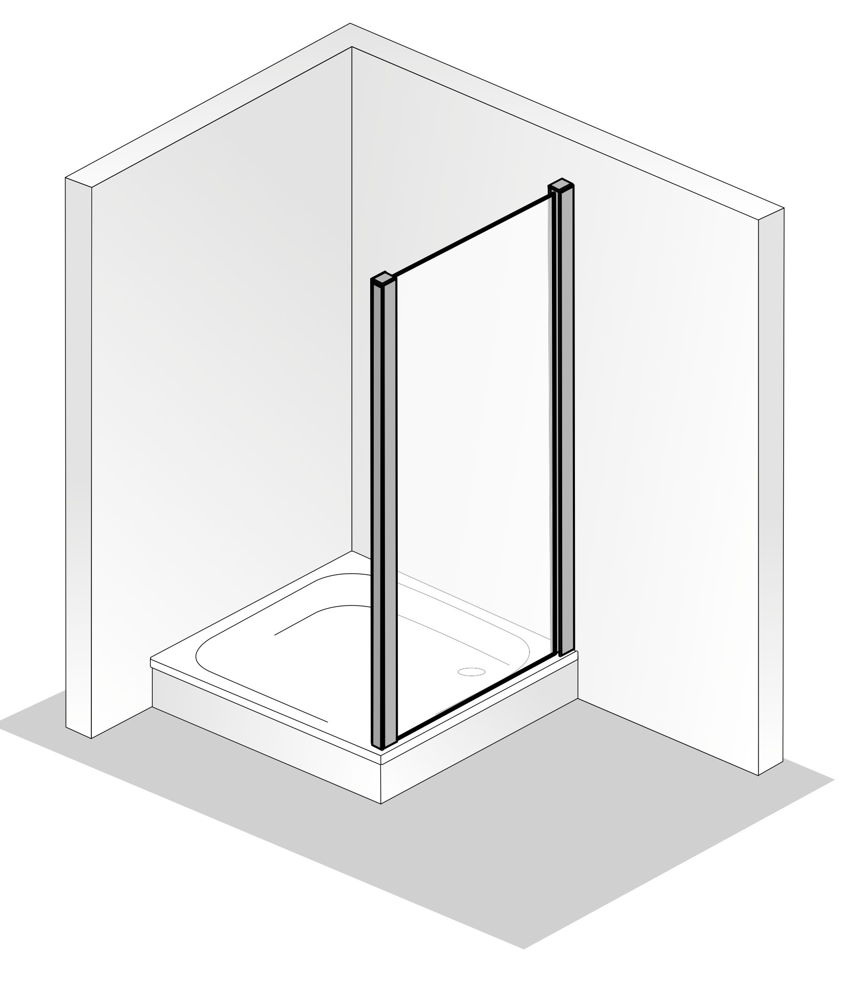HSK gerahmte Seitenwand für Drehpunkttür „Favorit Plus“ Glas Klar hell, Profile Alu Silber-matt, für #Türbreite#, H: 2000 mm HSK gerahmte Seitenwand für Drehpunkttür „Favorit Plus“ Glas Klar hell, Profile Alu Silber-matt, für #Türbreite#, H: 2000 mm