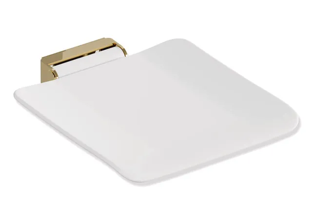 Mobiler Klappsitz des Systems 900, Konsole Edelstahl, PVD, Sitzfläche Kunststoff, weiß, Sitzfläche 450 mm breit, 450 mm tief, zum Nachrüsten auf Montageplatte 900.51.00160, in Farbe CK (Messing glänzend) Mobiler Klappsitz des Systems 900, Konsole Edelstahl, PVD, Sitzfläche Kunststoff, weiß, Sitzfläche 450 mm breit, 450 mm tief, zum Nachrüsten auf Montageplatte 900.51.00160, in Farbe CK (Messing glänzend)