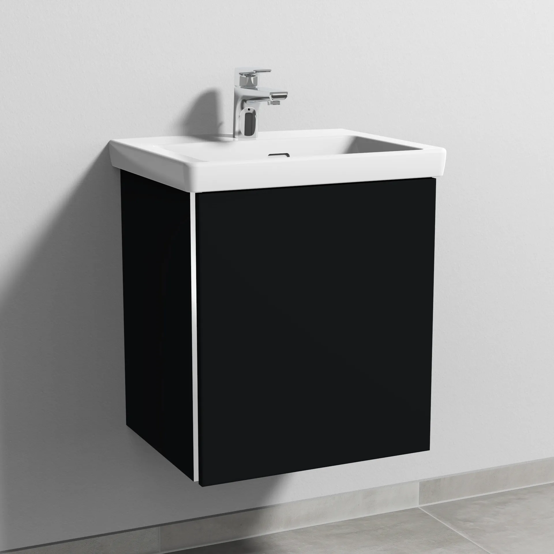 Sanipa Waschtischunterschrank „3way“ 457 × 517 × 391 mm in Schwarz (matt), Anschlag rechts