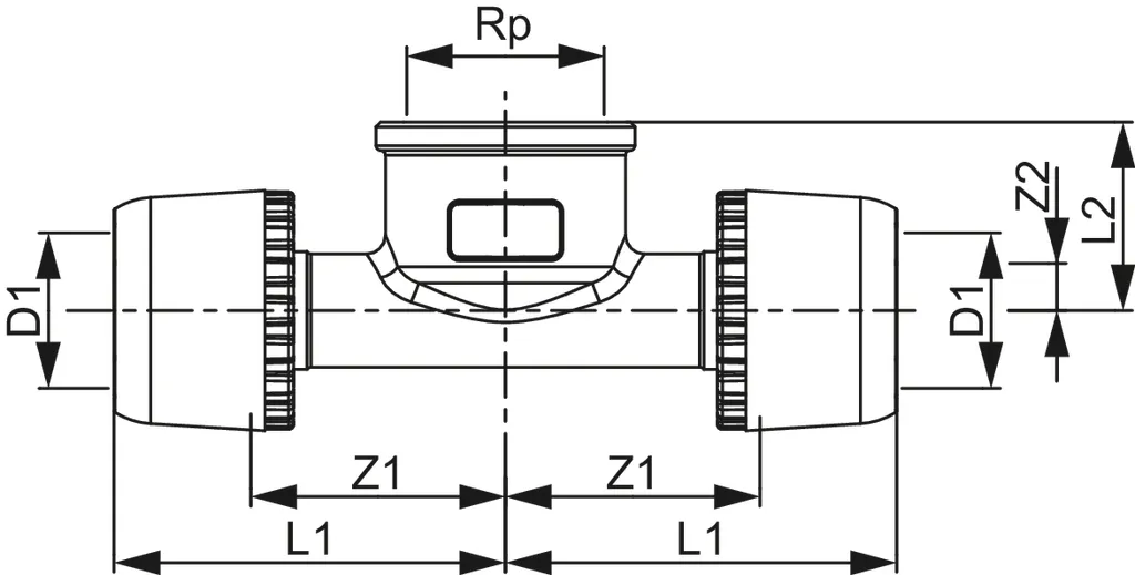 TECElogo-Ax T-Stück Dimension 20 × Rp 1/2″ × 20, Siliziumbronze TECElogo-Ax T-Stück Dimension 20 × Rp 1/2″ × 20, Siliziumbronze