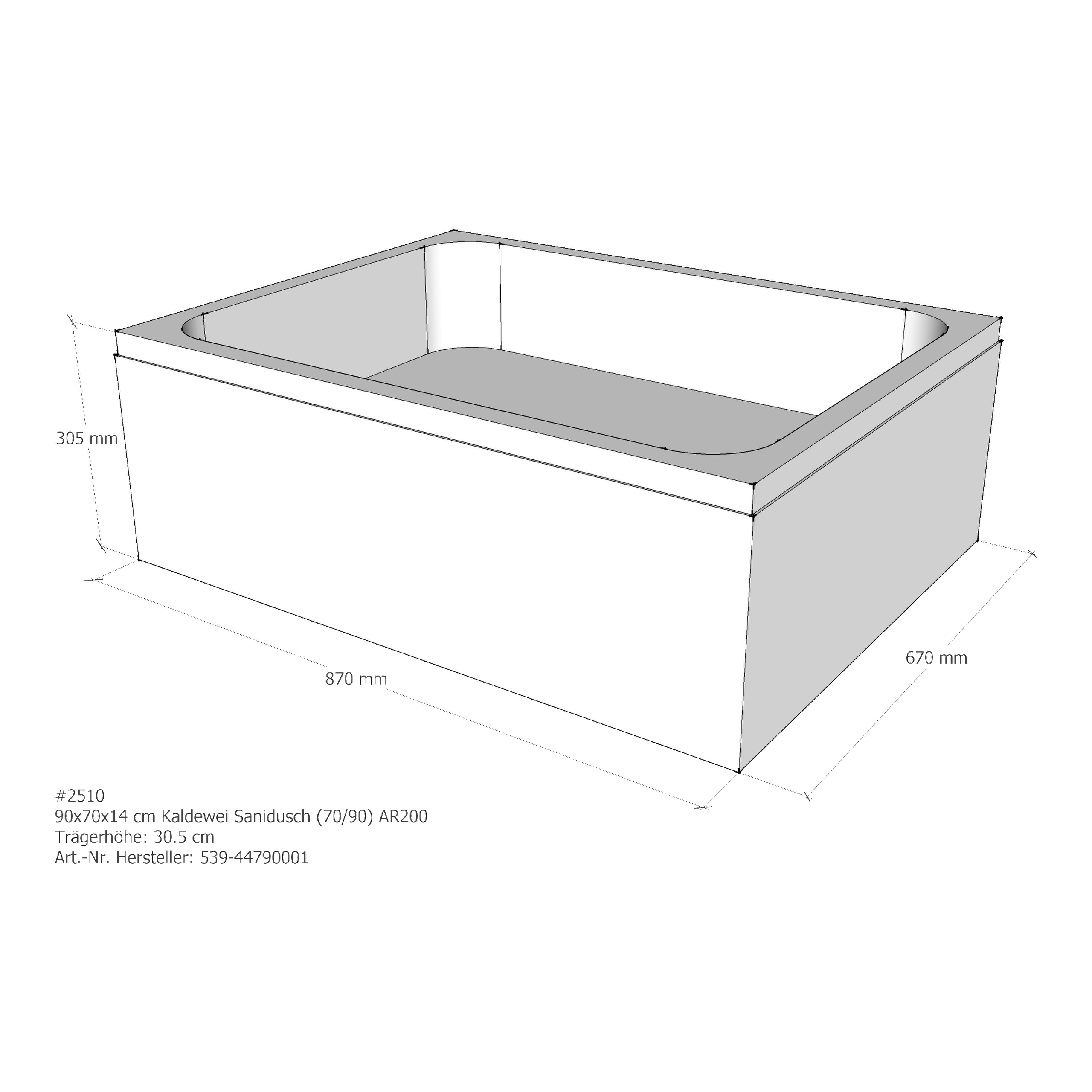 Duschwannenträger für Kaldewei Sanidusch 70 × 90 × 14 cm Breite: 90 cm / Länge: 70 cm Duschwannenträger für Kaldewei Sanidusch 70 × 90 × 14 cm Breite: 90 cm / Länge: 70 cm
