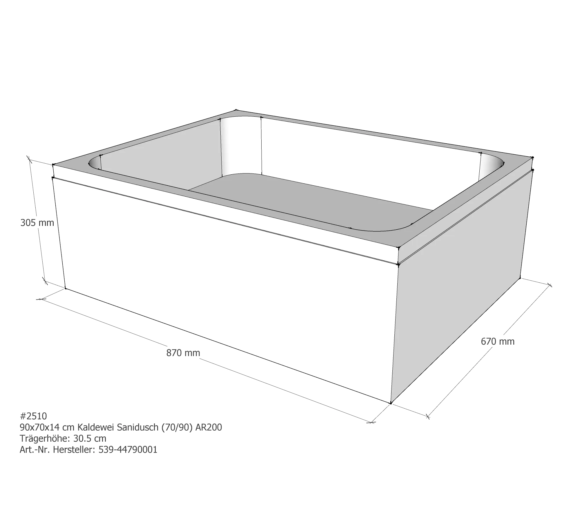 Duschwannenträger für Kaldewei Sanidusch 70 × 90 × 14 cm Breite: 90 cm / Länge: 70 cm Duschwannenträger für Kaldewei Sanidusch 70 × 90 × 14 cm Breite: 90 cm / Länge: 70 cm
