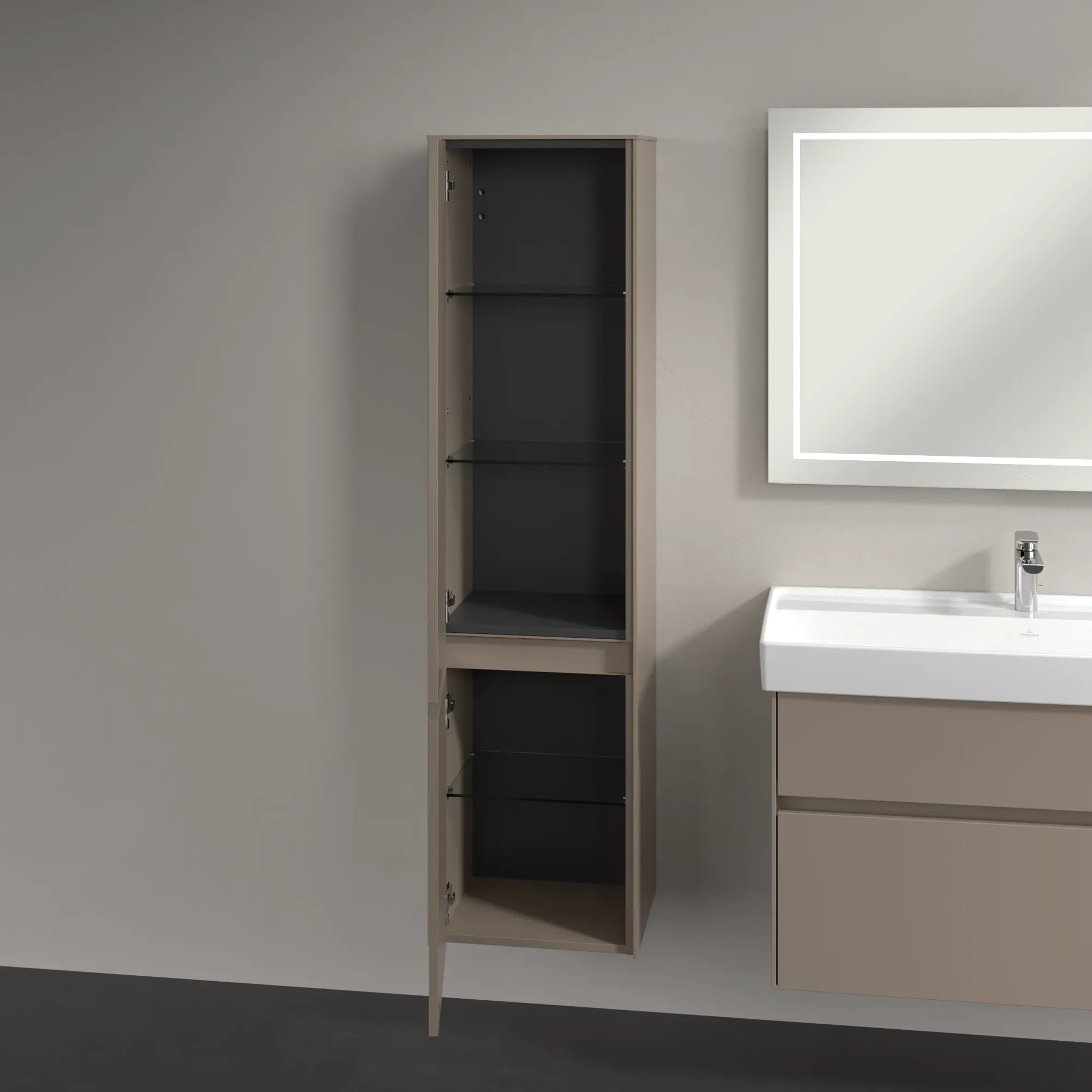 Villeroy & Boch Collaro Hochschrank C03300, 404x1538x349mm, links angeschlossen, taupe Villeroy & Boch Collaro Hochschrank C03300, 404x1538x349mm, links angeschlossen, taupe