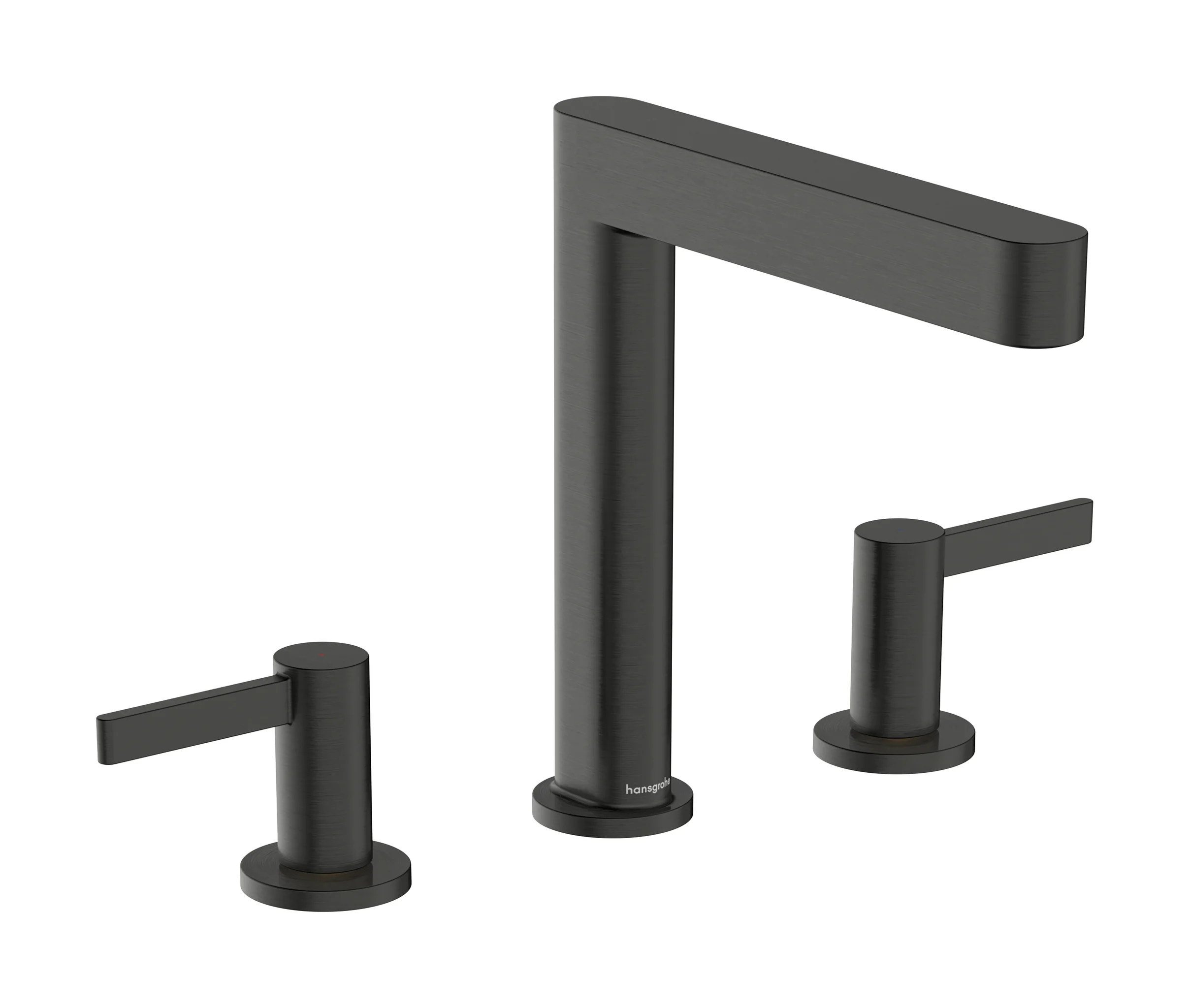 Hansgrohe Finoris 3-Loch Waschtischarmatur 160, Brushed Black Chrome, Ausladung 169 mm, Auslaufhöhe 162 mm Hansgrohe Finoris 3-Loch Waschtischarmatur 160, Brushed Black Chrome, Ausladung 169 mm, Auslaufhöhe 162 mm