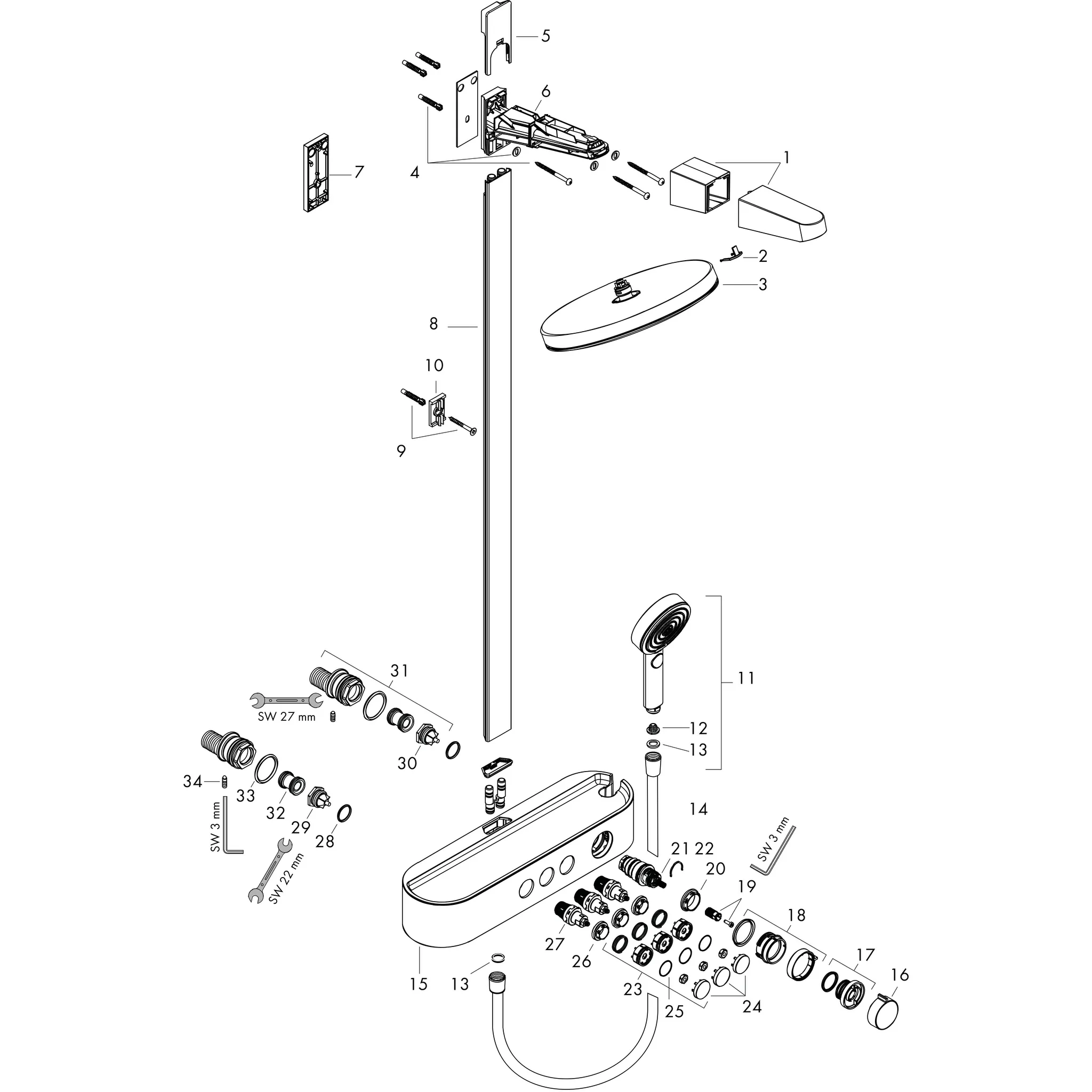 Showerpipe Pulsify 260 2jet mit Brausethermostat Aufputz chrom Showerpipe Pulsify 260 2jet mit Brausethermostat Aufputz chrom
