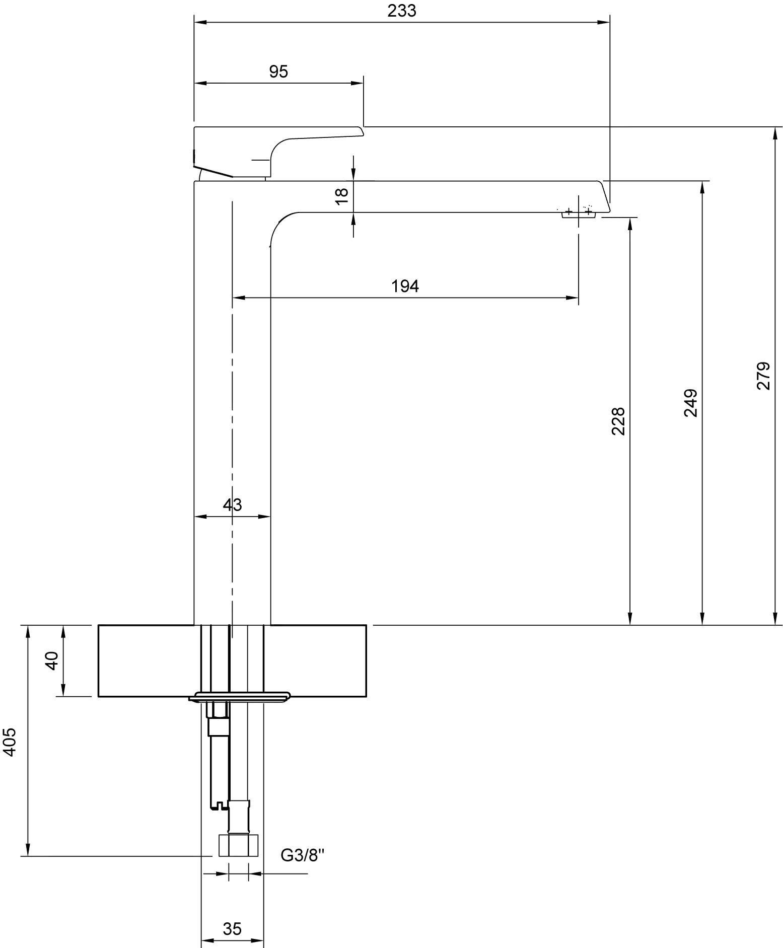 Einhand-Waschtischarmatur „Liberty“ 23,3 cm Ausladung 194 mm in Chrom Einhand-Waschtischarmatur „Liberty“ 23,3 cm Ausladung 194 mm in Chrom