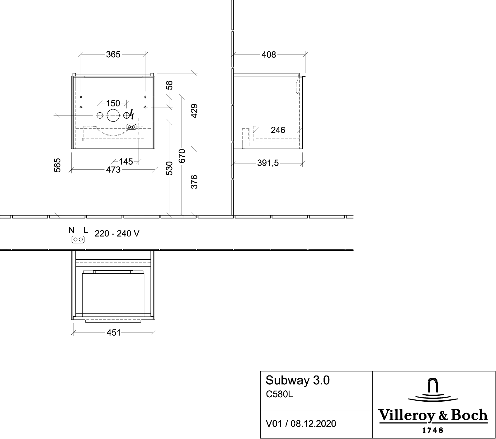 Villeroy & Boch Waschtischunterschrank „Subway 3.0“ für Schrankwaschtisch 473 × 429 × 407,5 mm Wine Red, für Becken mittig Villeroy & Boch Waschtischunterschrank „Subway 3.0“ für Schrankwaschtisch 473 × 429 × 407,5 mm Wine Red, für Becken mittig