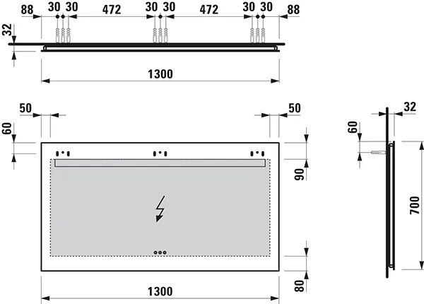 Laufen Leelo Spiegel mit LED-Beleuchtung und Touchsensoren, 1300x700 mm Laufen Leelo Spiegel mit LED-Beleuchtung und Touchsensoren, 1300x700 mm