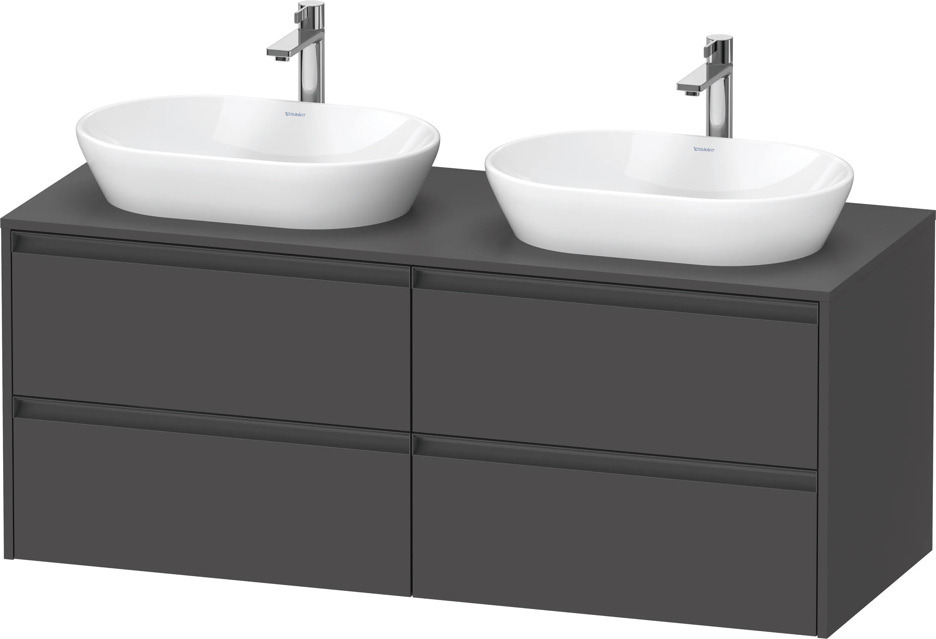 Duravit Waschtischunterschrank wandhängend „Ketho.2“ 140 × 56,8 × 55 cm Graphit Matt